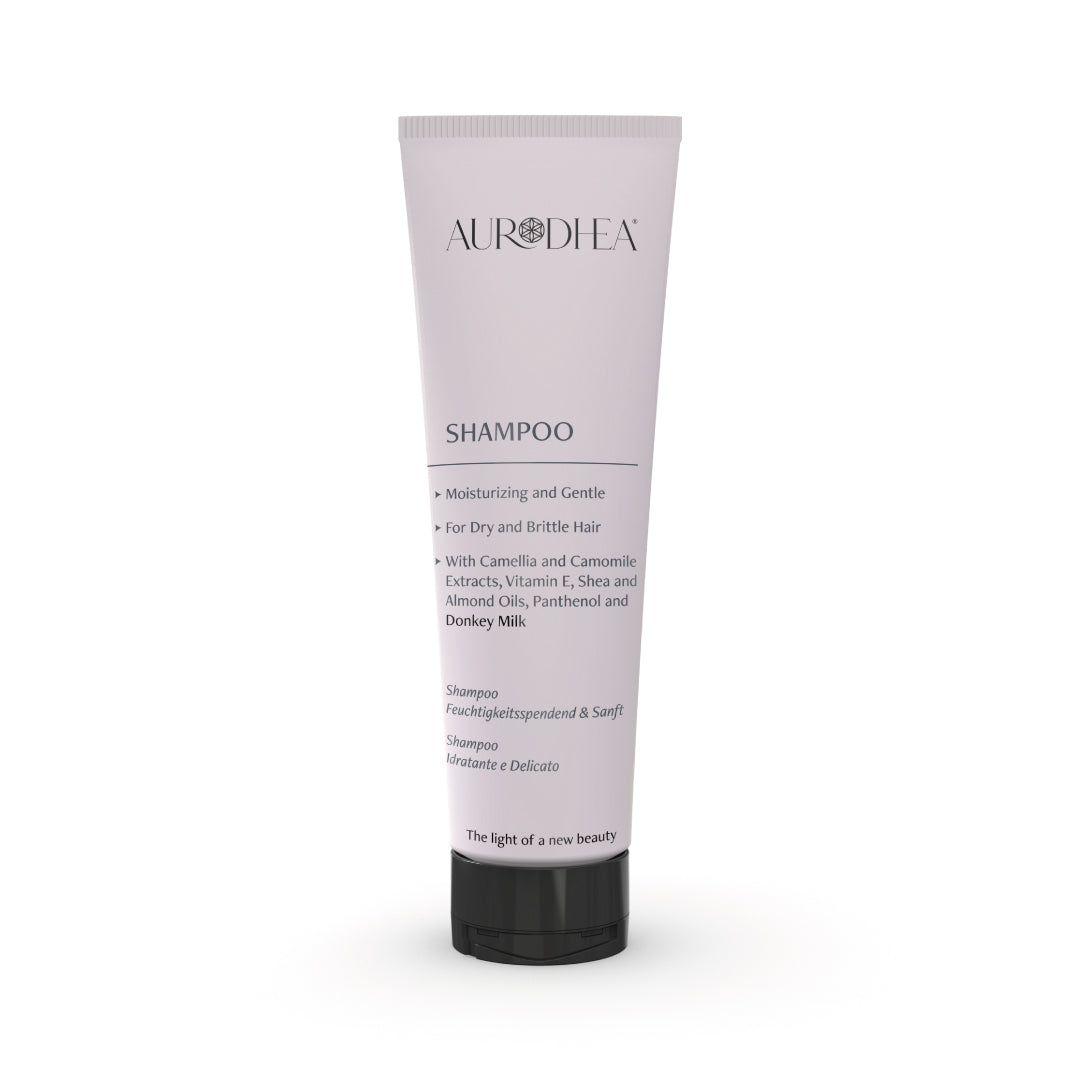 LA03B Shampoo mit Eselsmilch 250 ml | Mit Vitamin E, Extrakten aus Kamelie & Kamille, Shea- & Mandelöl, Panthenol